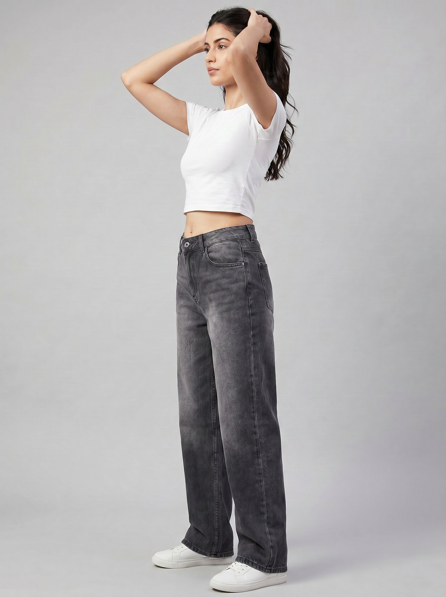 Women’s Charcoal Grey Wide Leg Jeans