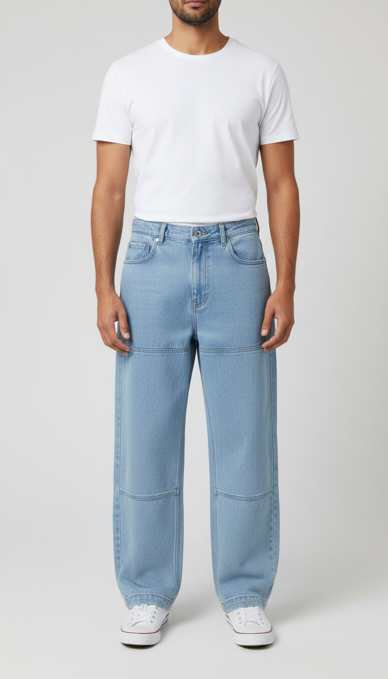 Premium Light Wash Baggy Jeans