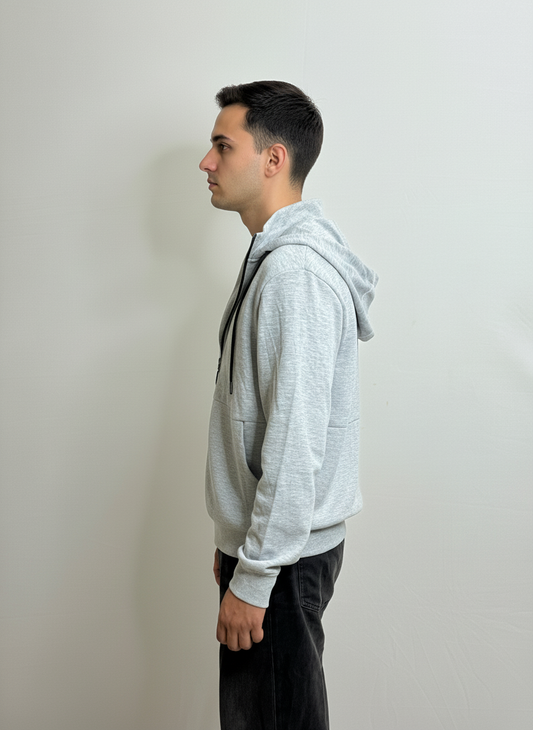 Classic Unisex Grey Zip-Up Hoodie