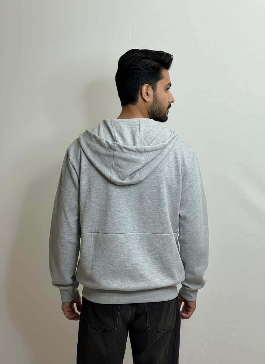 Classic Unisex Grey Zip-Up Hoodie
