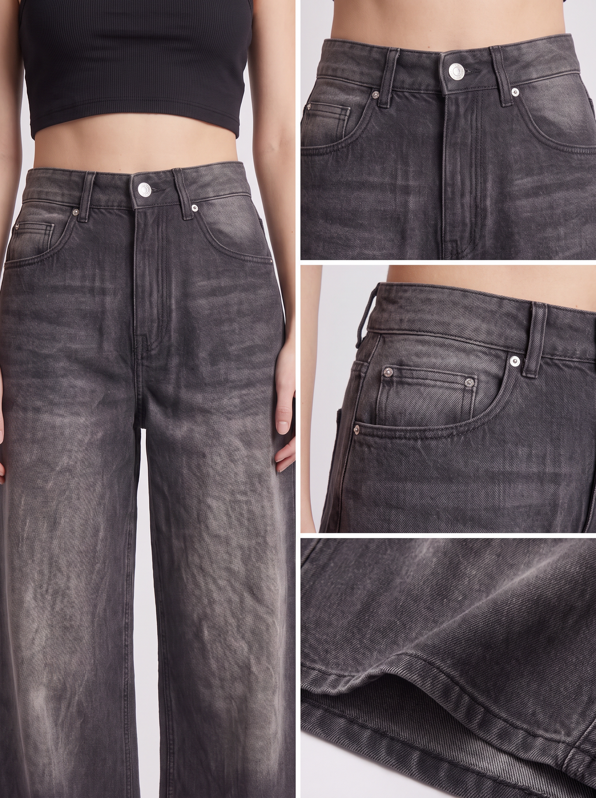 Super Wide Leg Washed Jeans