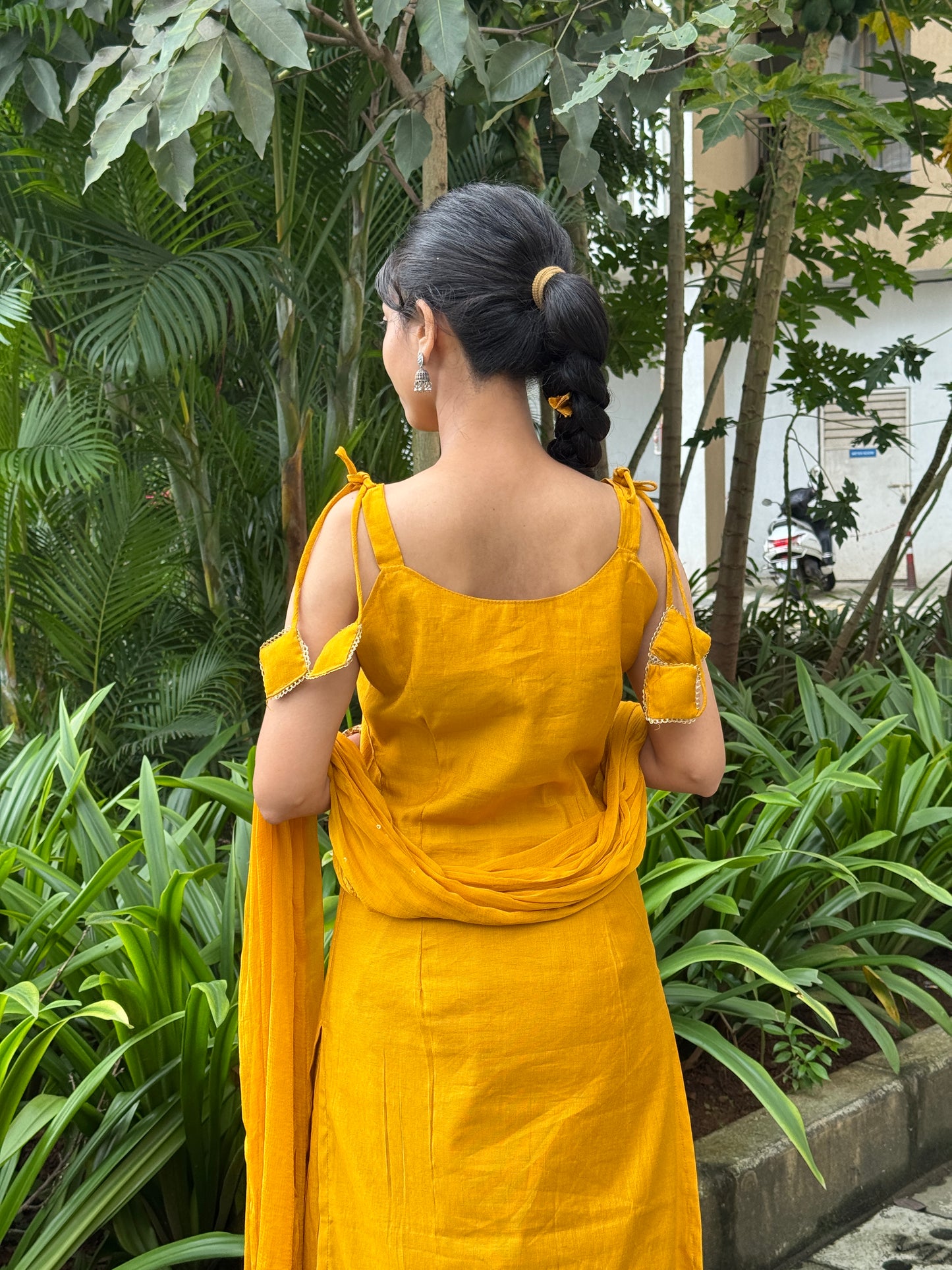 YelloMustardw Mirror Work Kurta Set with Dupatta – Festive Elegance