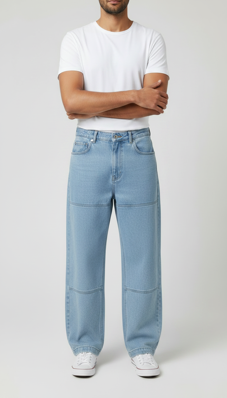 Premium Light Wash Baggy Jeans