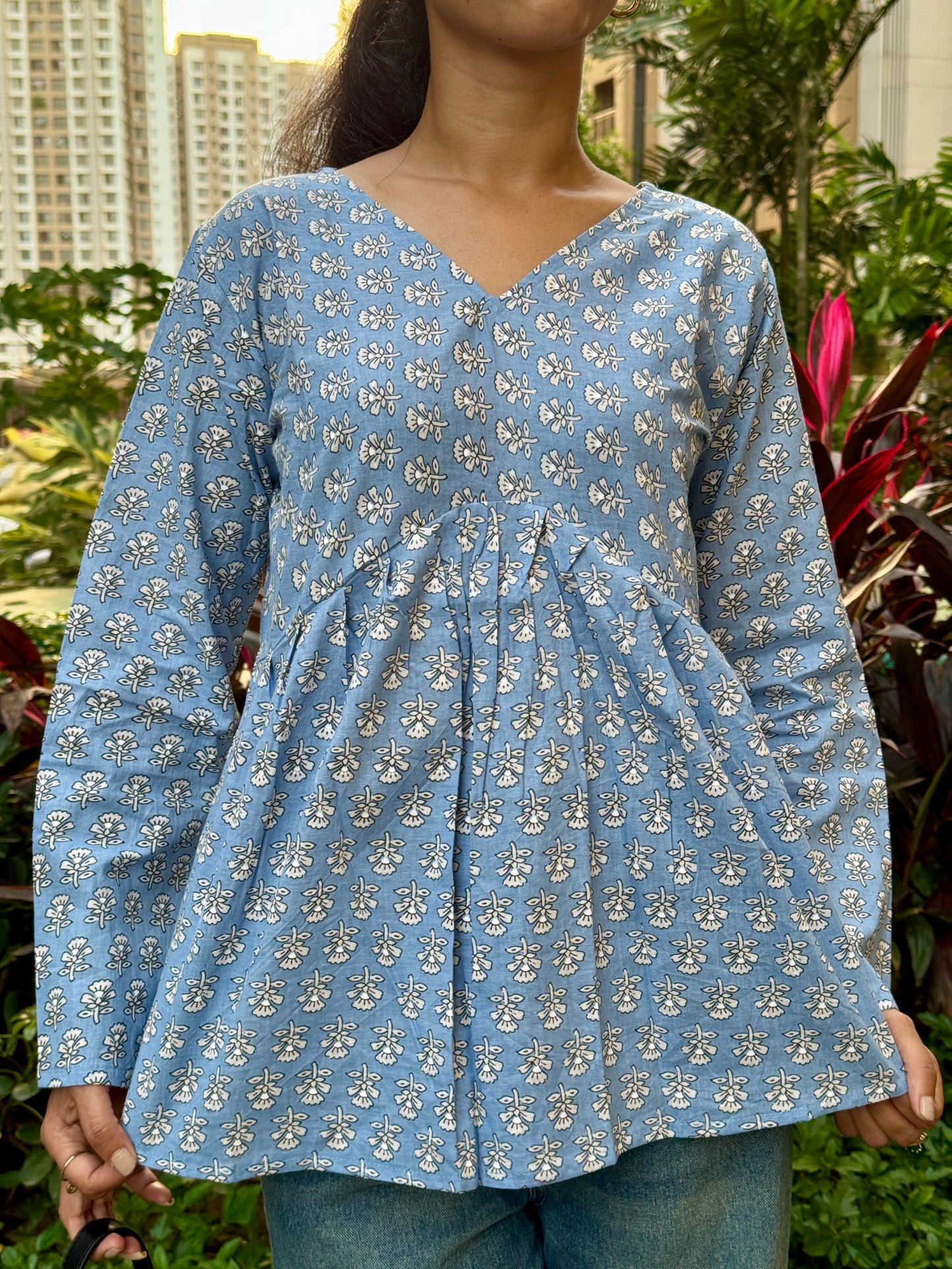 🌸 Printed Cotton Short Kurti – 4 Vibrant Shades