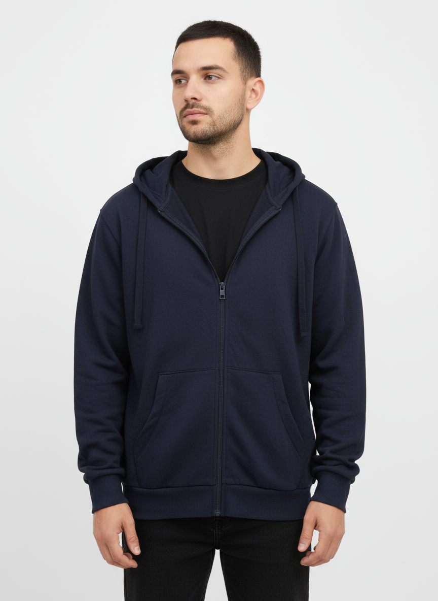 Classic Unisex Grey Zip-Up Hoodie