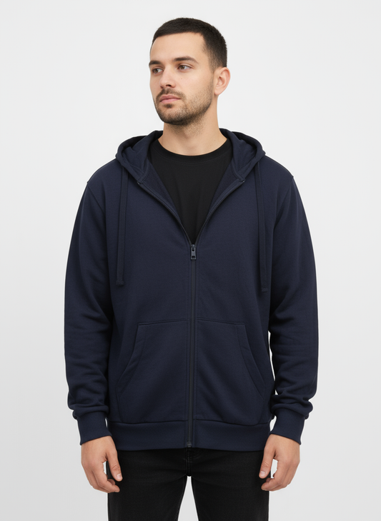 Classic Unisex Grey Zip-Up Hoodie