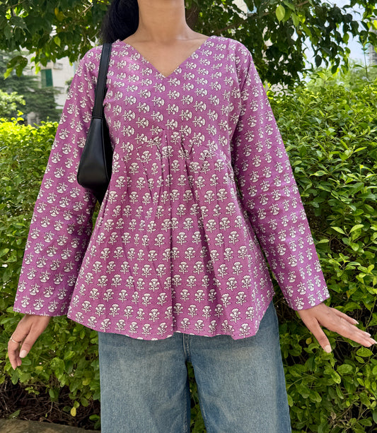 🌸 Printed Cotton Short Kurti – 4 Vibrant Shades