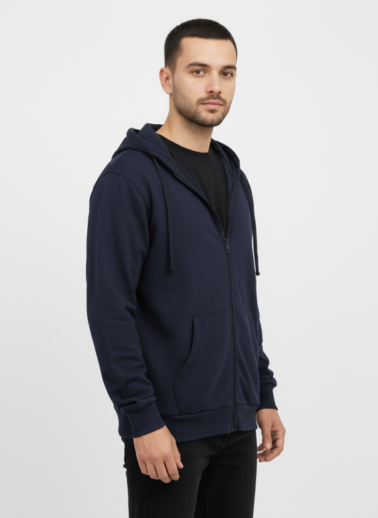 Classic Unisex Grey Zip-Up Hoodie