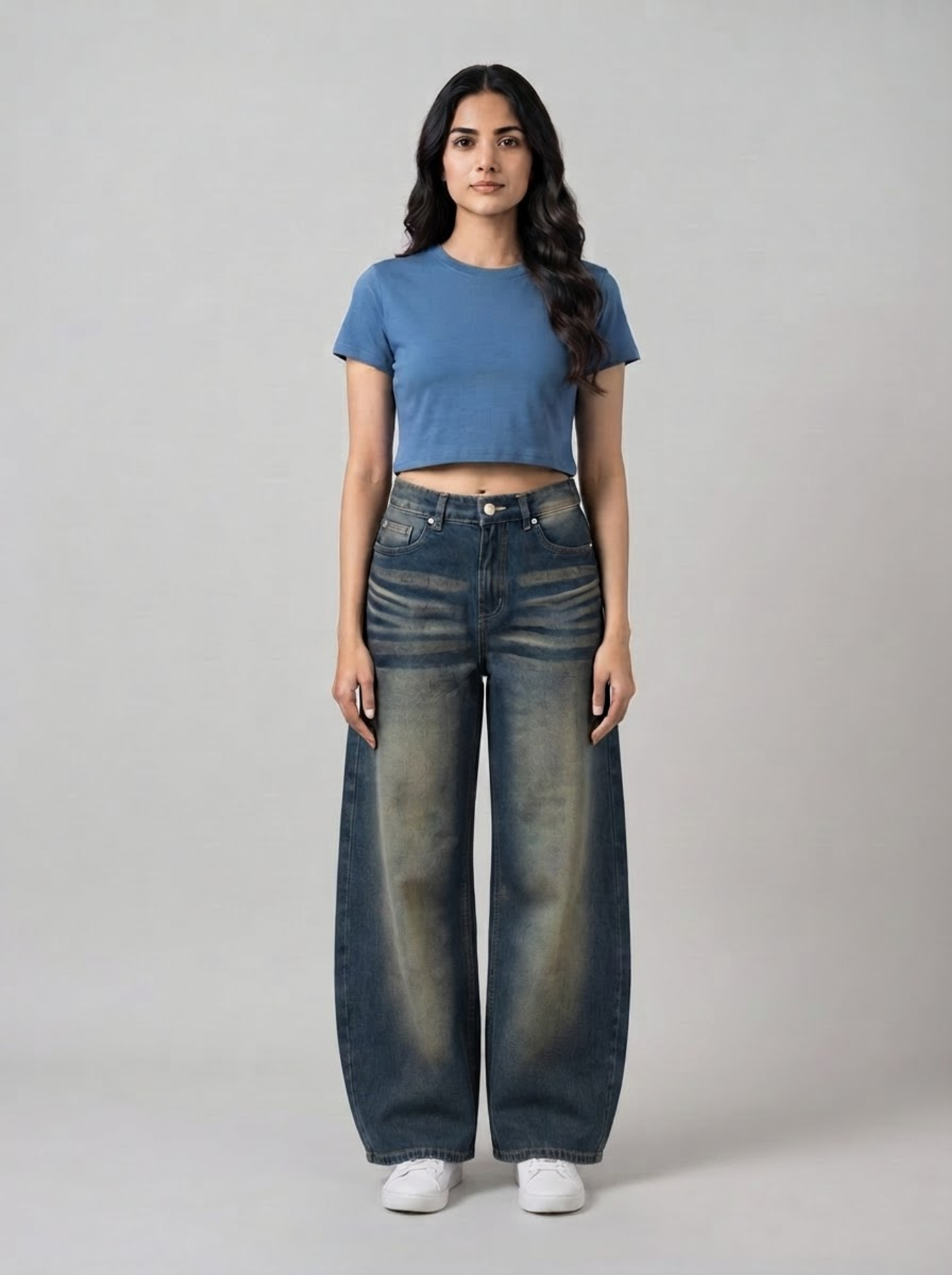 Women’s Vintage Blue Wide Leg Denim Jeans
