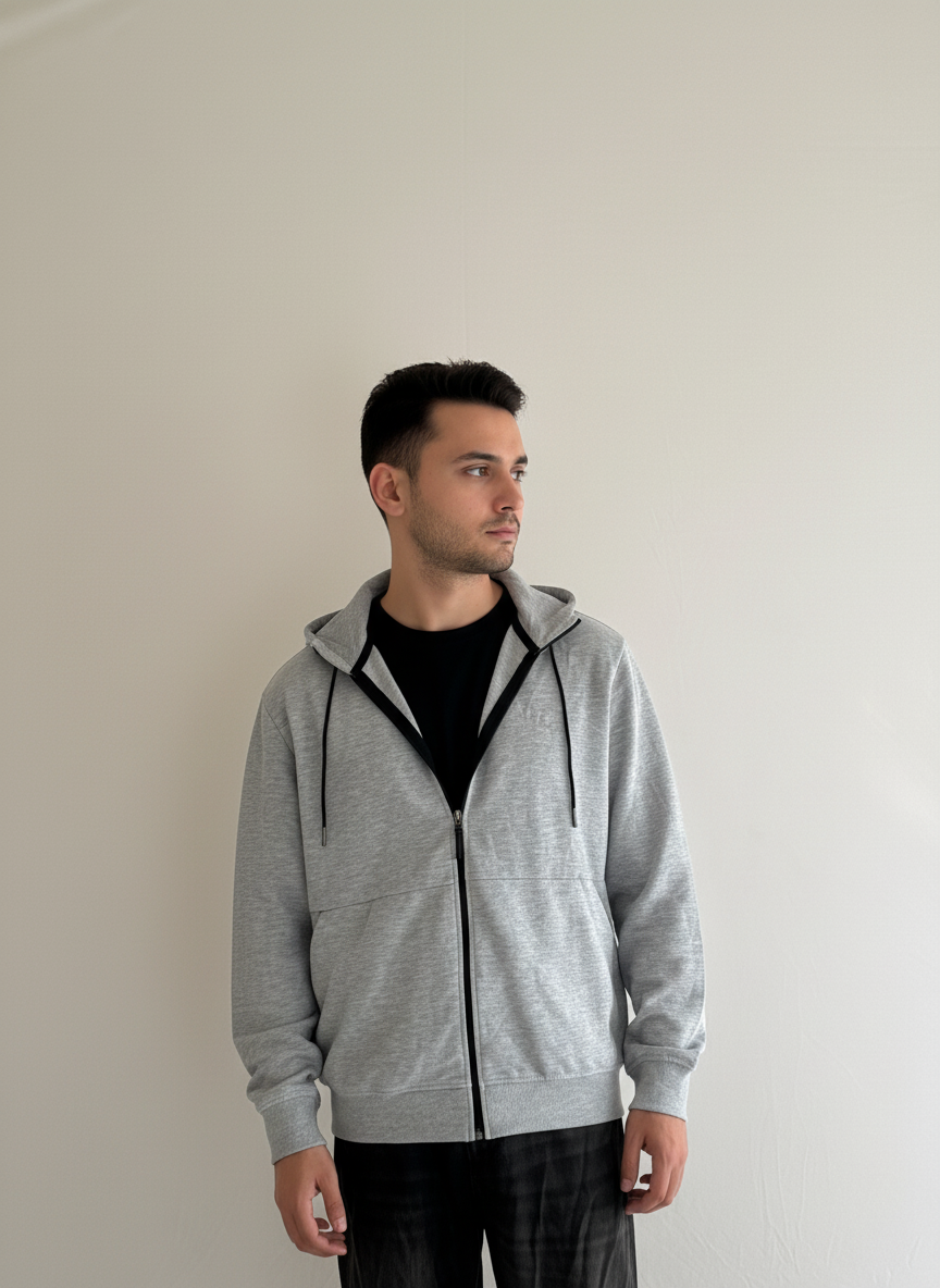 Classic Unisex Grey Zip-Up Hoodie