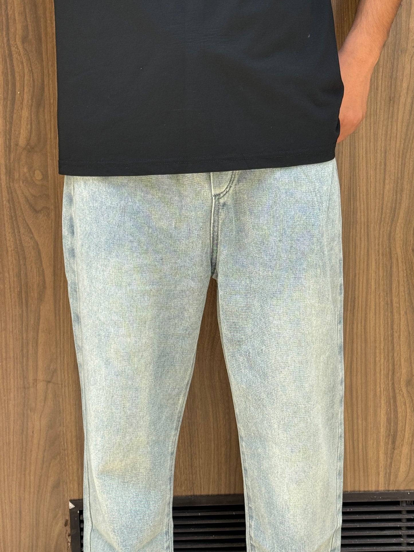 Light Blue Baggy Fit Denim Jeans with Drawstring